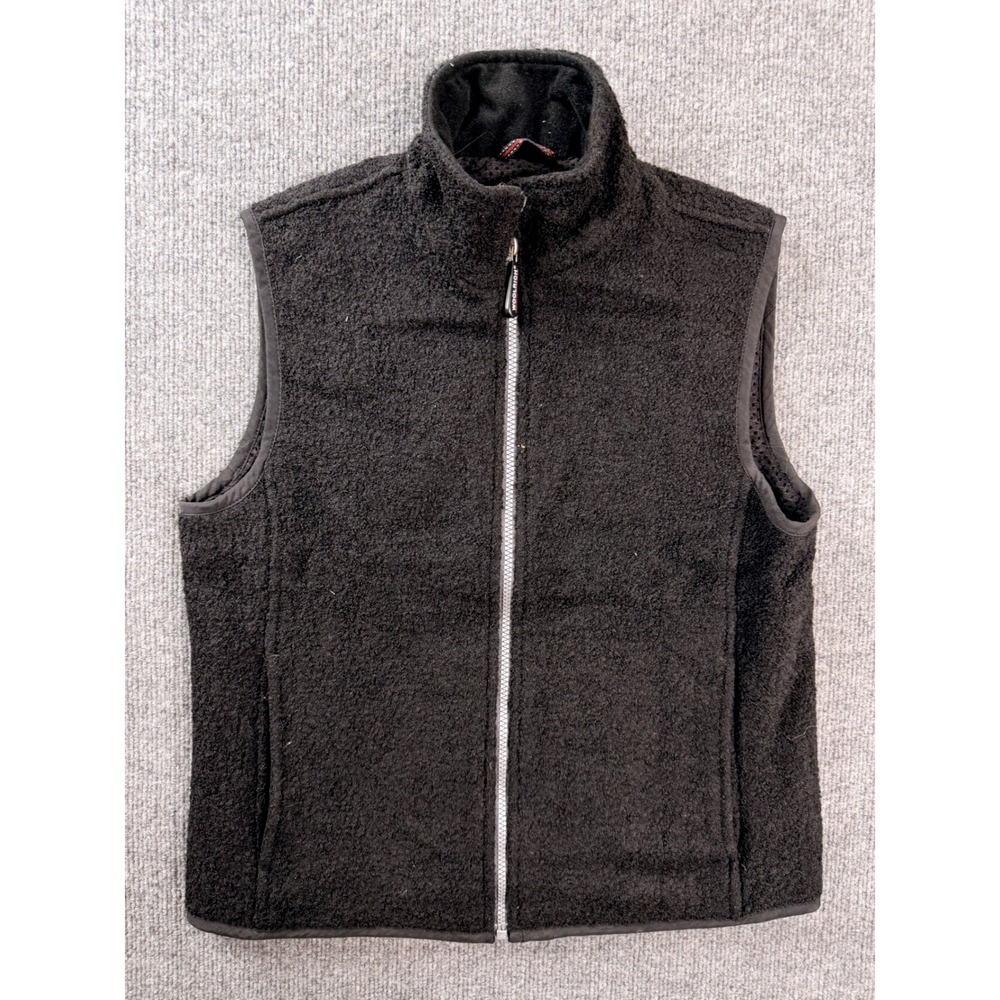 Woolrich Technowool Vest Womens Small Black Wool Blend Full Zip Y2K Outdoor
